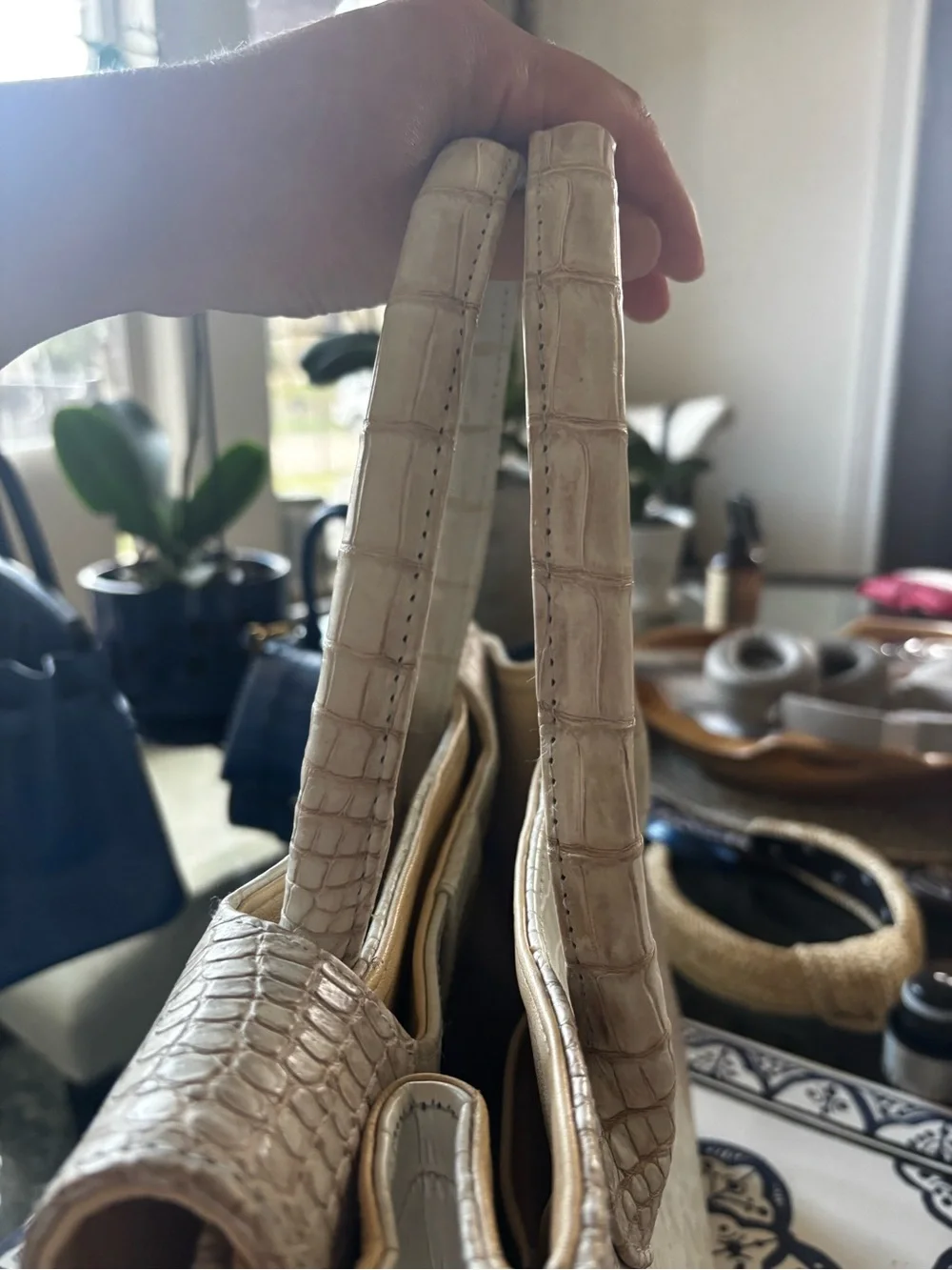 Genuine Himalayan crocodile handbag